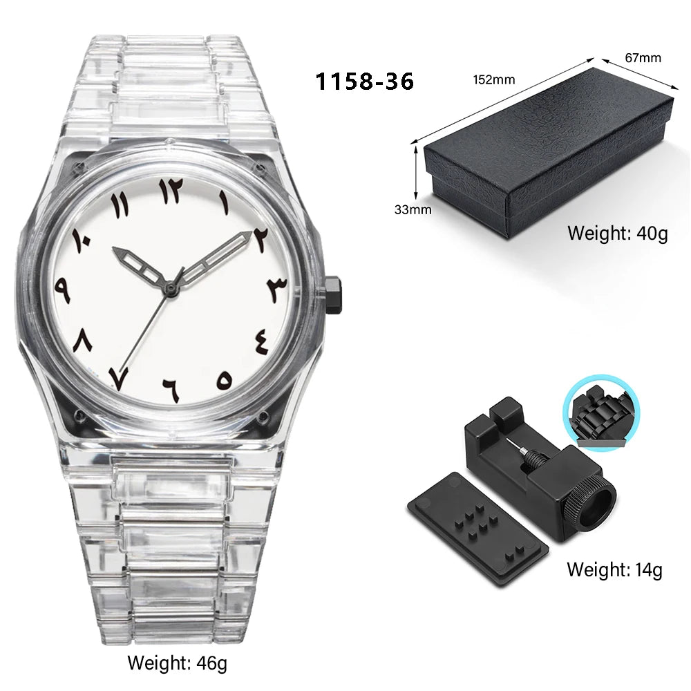 Men's Quartz Watch 2025 Trendy Transparent Design Arabic Numerals High-End Feel Cool Fashionable Timepiece for Gentlemen