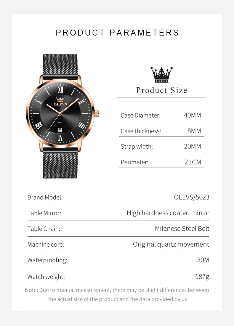 OLEVS Premium Stainless Steel Business Watch - Waterproof Quartz Timepiece