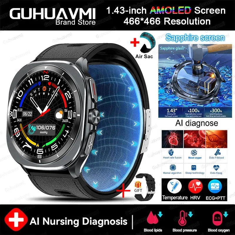 Airbag measurement Smart Watch Men ECG Air Pump Blood Pressure Blood Oxygen BT Call NFC SmartWatch For Man Android iOS upgrade - Wear444