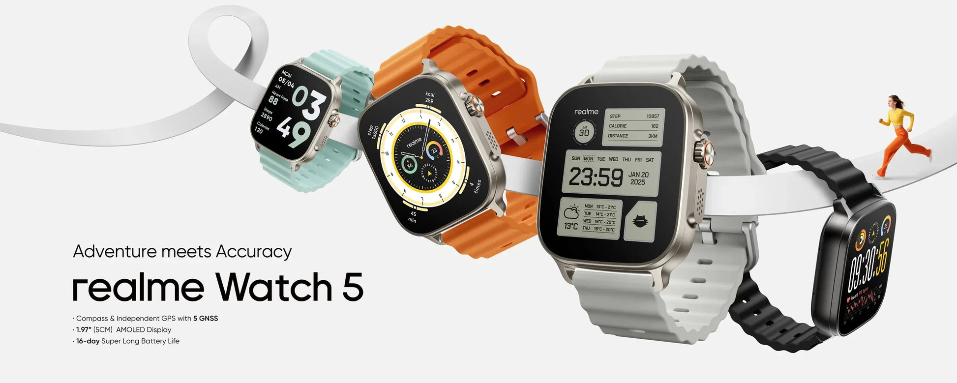 realme Watch 5 Smart Watch 1.97" 2D Flat AMOLED Display Compass & Independent GPS with 5 GNSS 14-day Battery Life NFC Card IP68 - Wear444