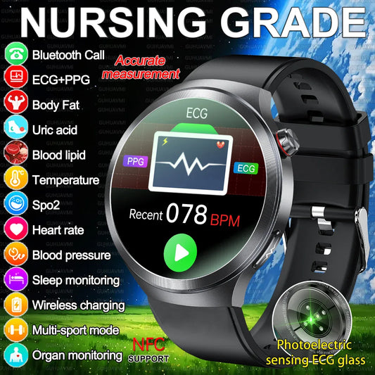 2026 NEW Professional Level ECG+PPG Body Blood Lipid Smart Watches Blood Pressure Uric Acid NFC HD Call Health Smart Watch Men - Wear444