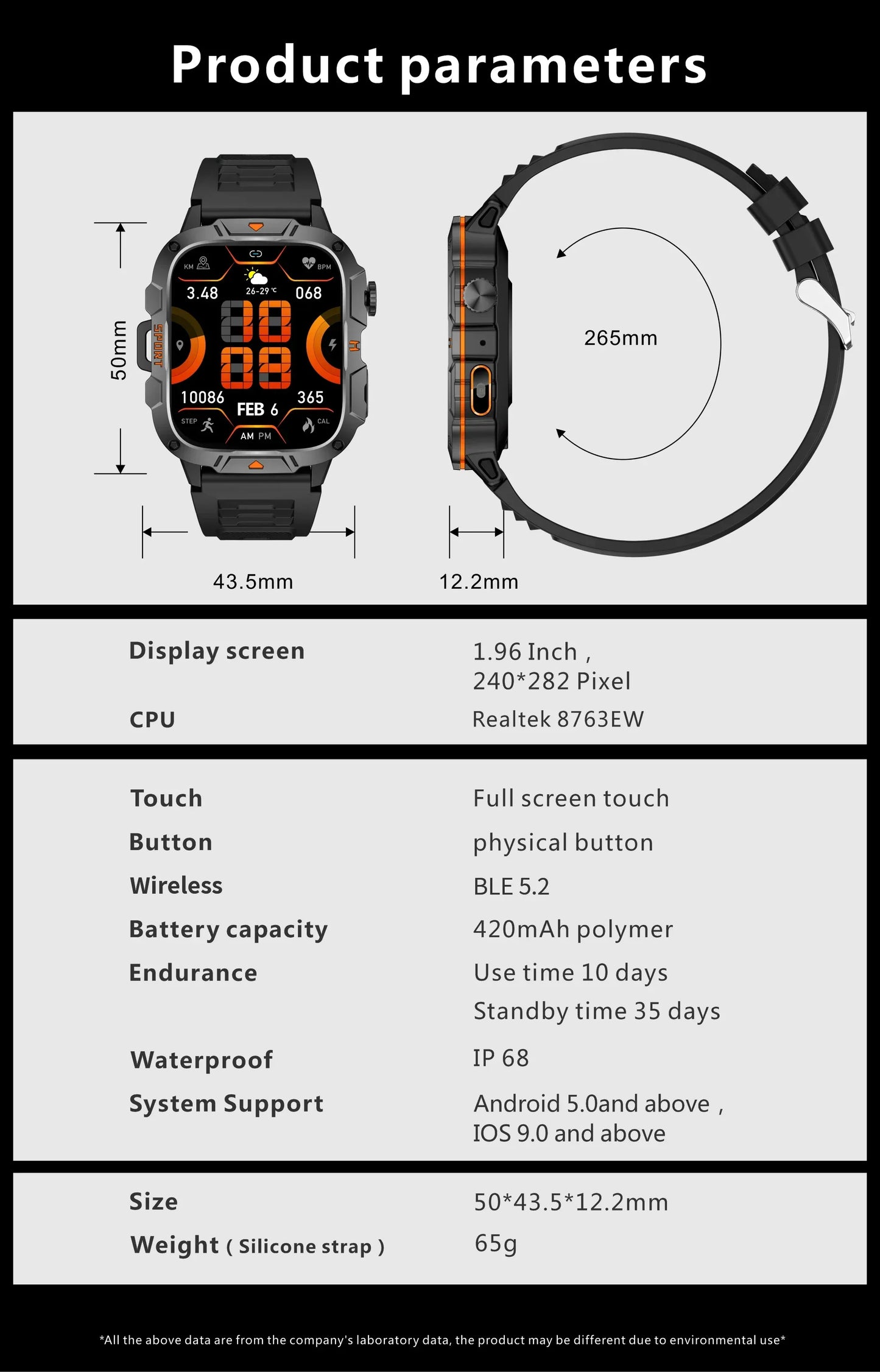 2025 Outdoor Sports Smart Watch GPS Tracker 5ATM Flashlight 1.96" HD Display Screen Bluetooth Call Men Fitness Watches - Wear444