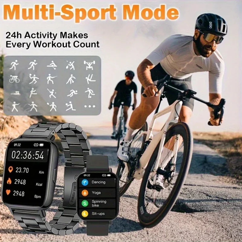Smart Watch for Men & Women - Multi-Function Fitness Tracker with Call/Message/Weather/Alarm/Remote Camera Control, USB-Powered - Wear444
