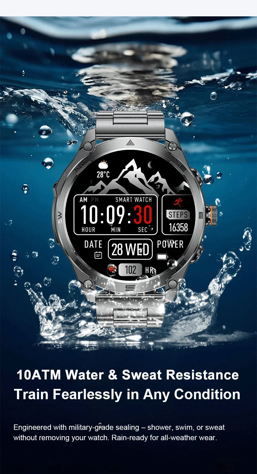 2025 New Military T-Rex 3 Ultra GPS Smart Watch 1000mAh Battery 10ATM Waterproof Compass Flashlight Sports trackr Smartwatch Men - Wear444