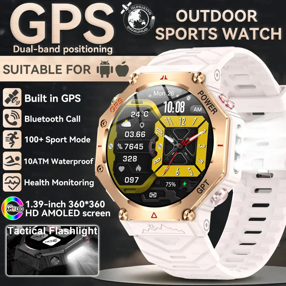 Military Smart Watch T-Rex 3 Bulit-in GPS Compass Altimeter Barometric 10ATM IP69K Waterproof AMOLED Bluetooth Call Smart watch - Wear444