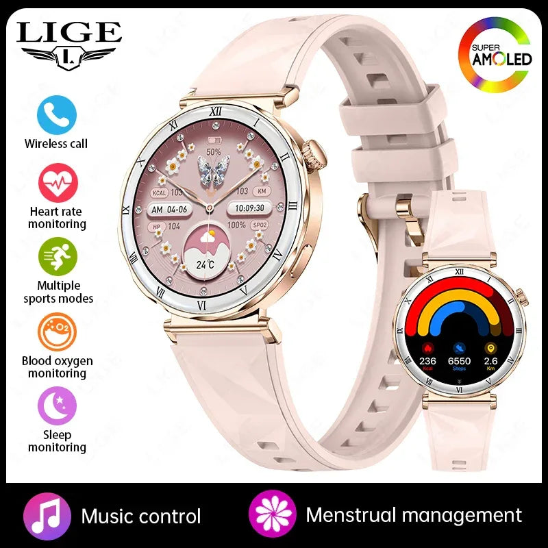 2025 New Fashion Smart Watch Women AMOLED Screen Bluetooth Call Watches Custom Dials Female Health Music Sport Ladies Smartwatch - Wear444