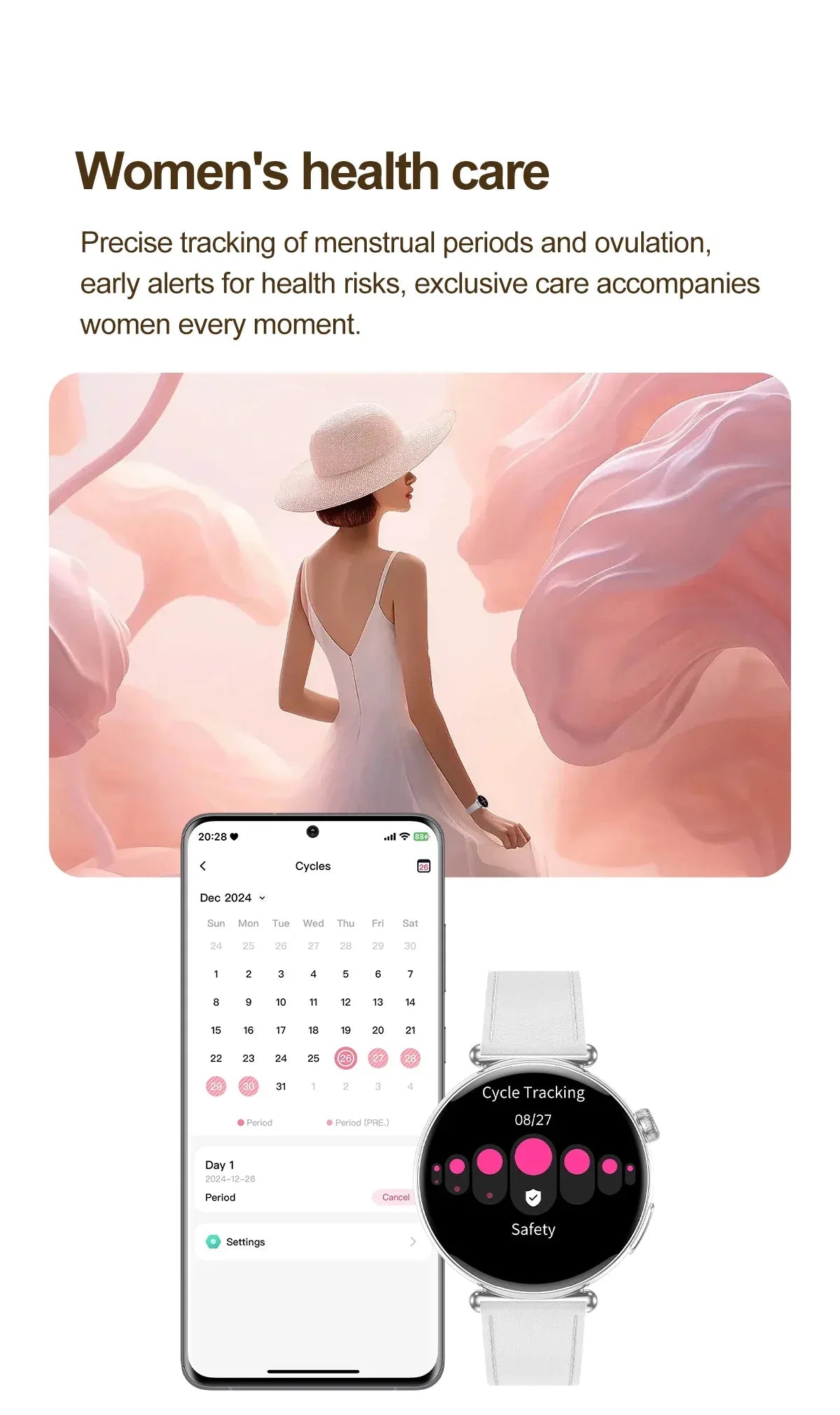 2026 New Women AI Smart Diagnosis Smart Watch HRV+ECG Uric Acid Blood Oxygen Health Monitor IP68 Waterproof Sports Smartwatches - Wear444