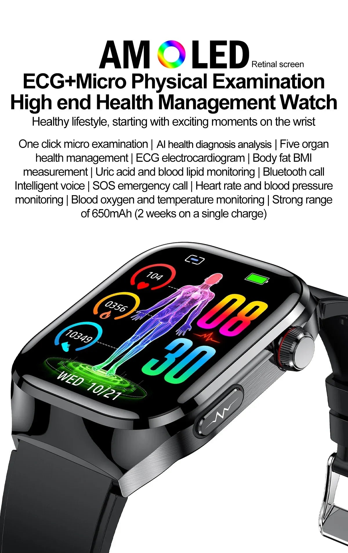 2025New Micro Physical Examination Smart Watch For Men Uric Acid Body Fat Five Organ Health Watches Bluetooth Call SmartBracelet - Wear444