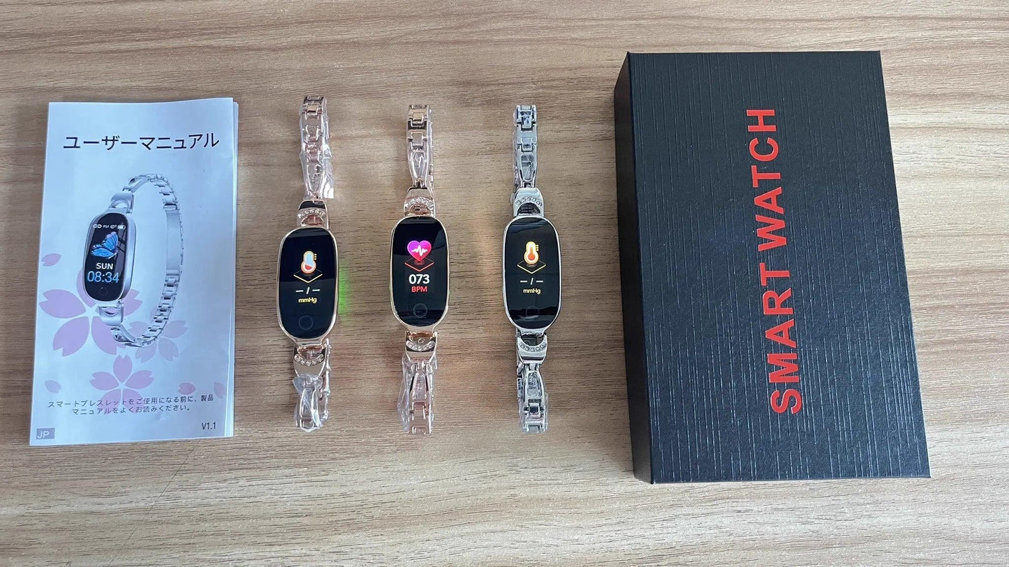 Fashion Smart Watch for Women With Metal Case Strap Bluetooth Calls Femel Menstrual Reminder Heart Rate Blood Pressure Monitor - Wear444