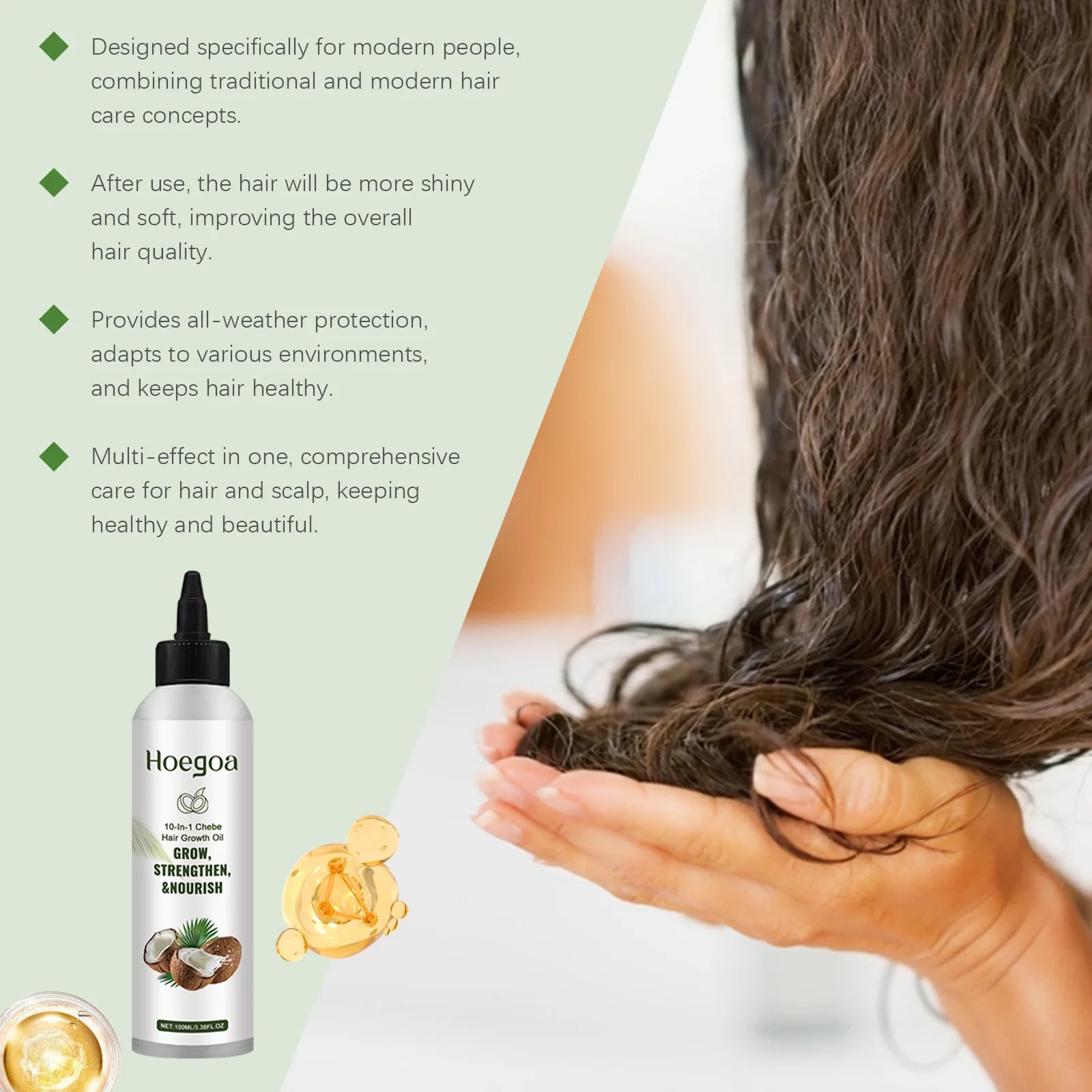 Hair Growth Essential Oil Shiny Strengthen Improve Breakage Dryness Soft Smoothing Lightweight Nourishing Rejuvenating Serum Oil