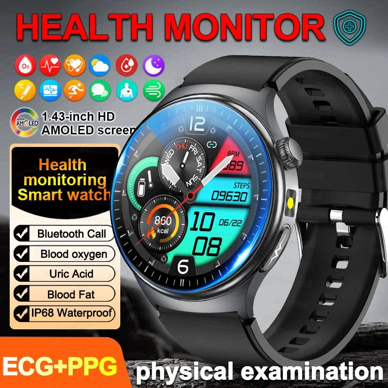2026New Smart Watch Men Sport ECG Heart Rate Blood Pressure Health Diagnosis Uric acid Waterproof Smartwatches For Men women box - Wear444