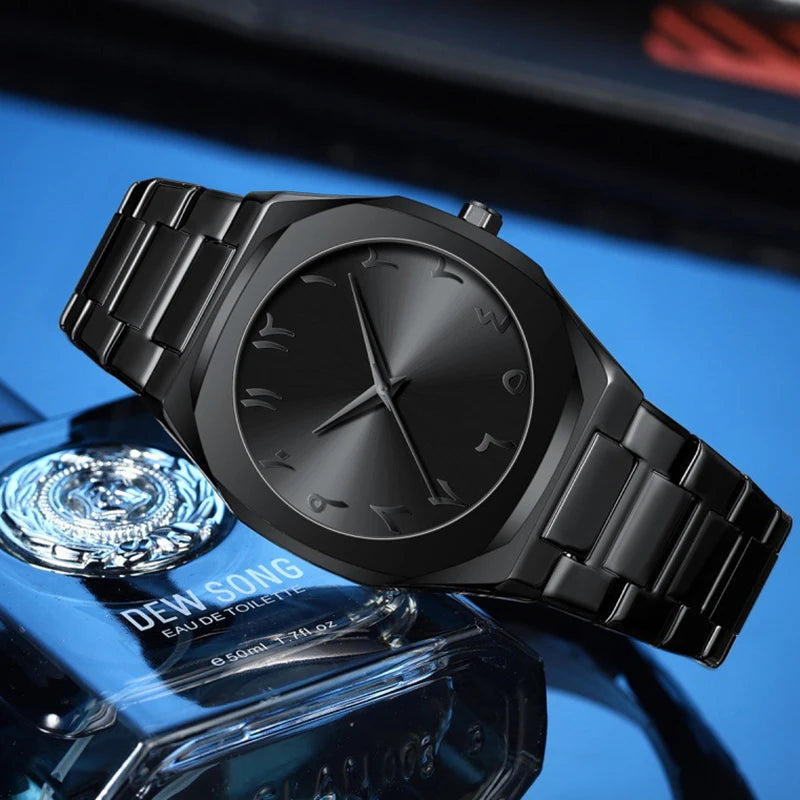 Black Men Quartz Watches For Male Clock 2025 Top Brand Luxury Stainless Steel Band Fashion Men Wrist Watches Dropshipping