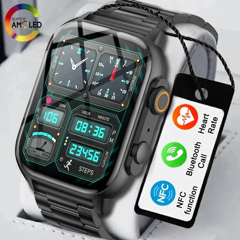 AMOLED Screen Ultra Smart Watch Always Show Time Bluetooth Call Series 8 High Refresh Rtae NFC Smartwatch Men Sport Watch Women - Wear444