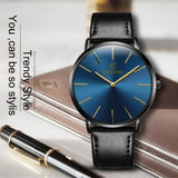 Top Brand Mens Watches Fashion Ultra Thin Analog Quartz Watches Leather Belt Simple Temperament Men's Clock relogios masculino