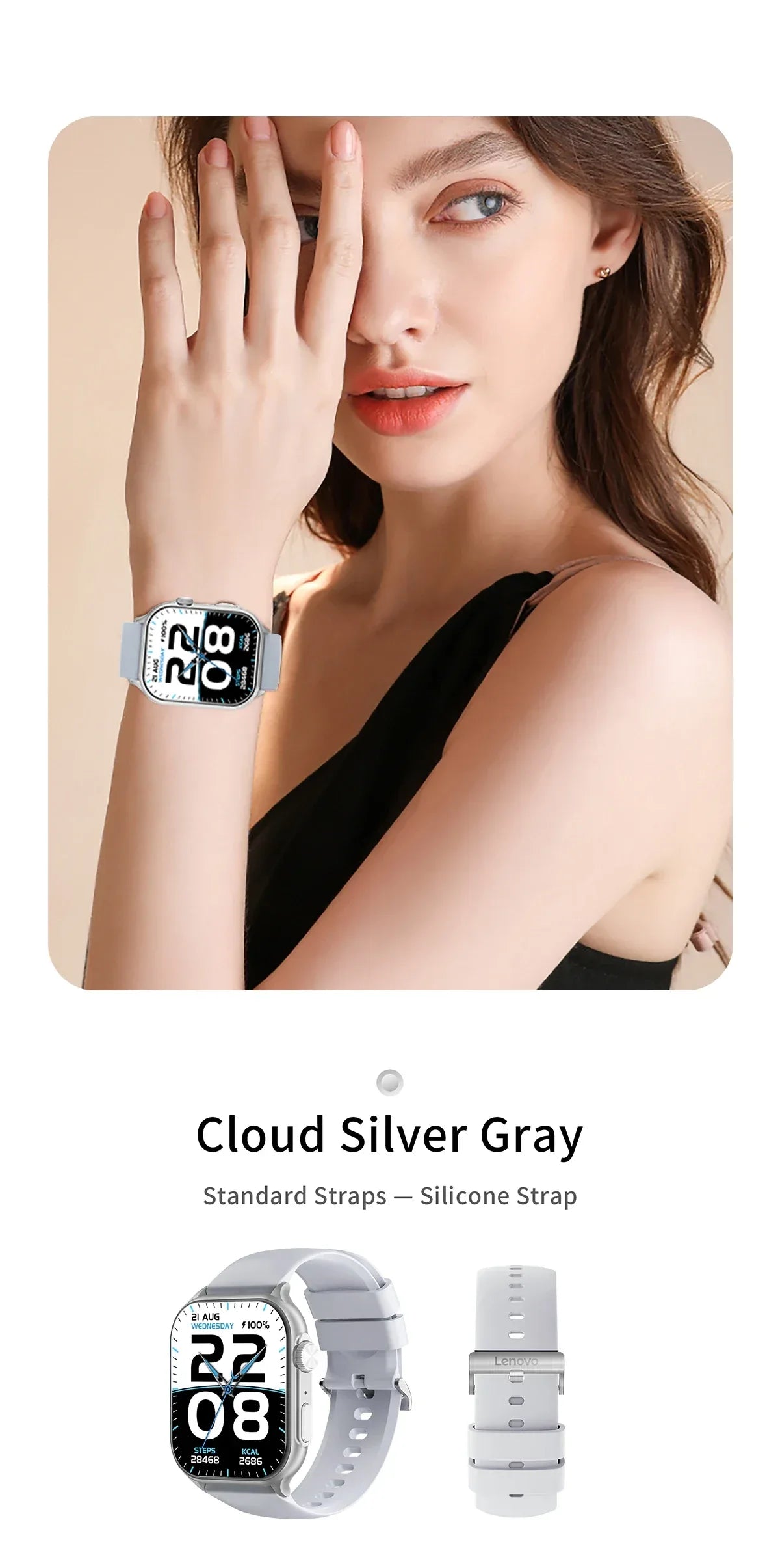 Original Lenovo Smart Watches Sports Fitness Watch Heart Rate Full Touch Screen BT Call Ultra Light Smartwatch for Men Women - Wear444