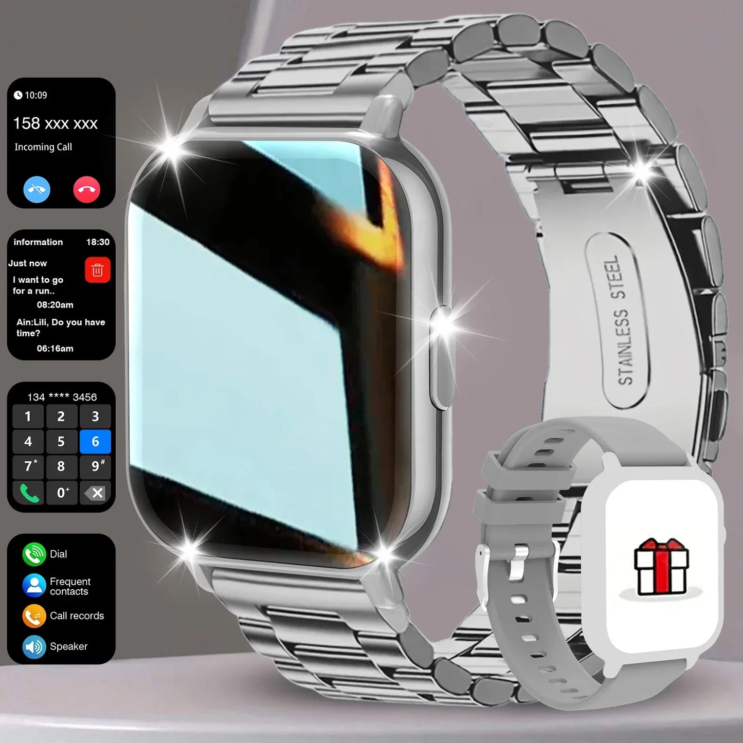 Smart watch, wireless calling /dial,for iPhone/Andriod, multi -Sport mode, calling reminder and rejection, SMS reminder - Wear444