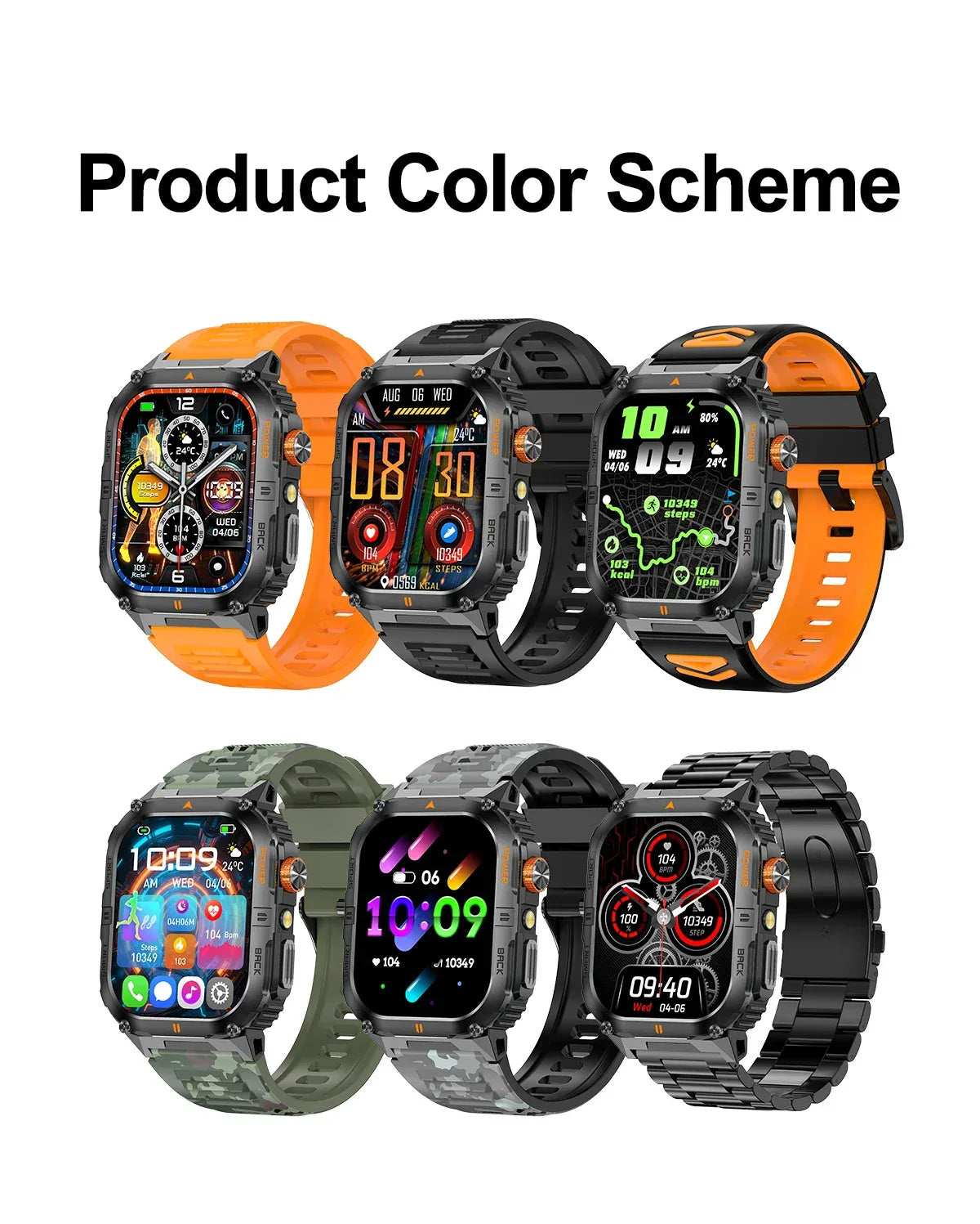 New 1000mAh military outdoor smartwatch for men, LED flashlight, IP68 waterproof, GPS sports, 2.01-inch Bluetooth call smartwatc - Wear444