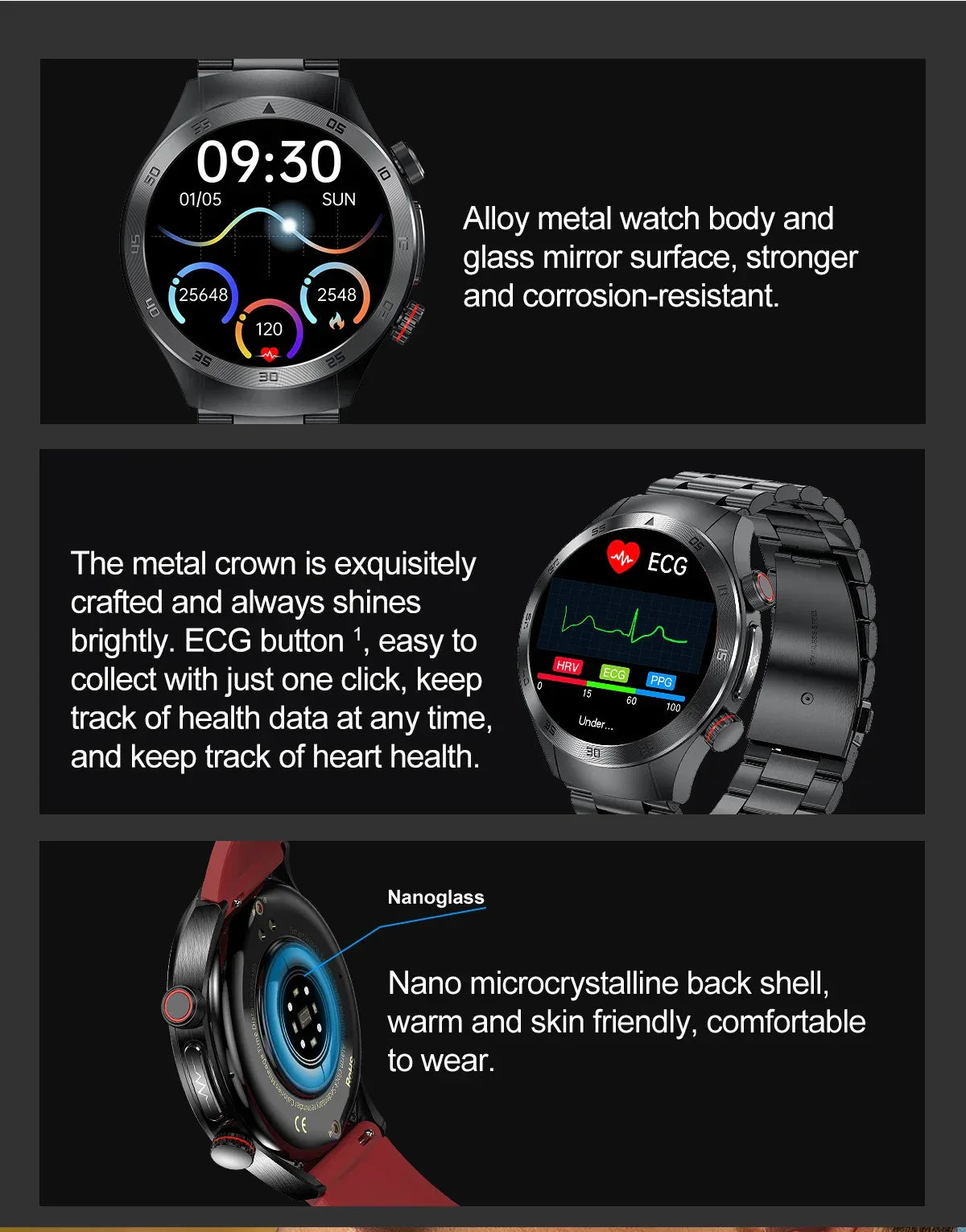 For Xiaomi Precise Laser Therapy Bracelet Uric Acid Blood Lipid ECG+PPG Health Smart Watch Bluetooth Call Smartwatches 2025 New - Wear444