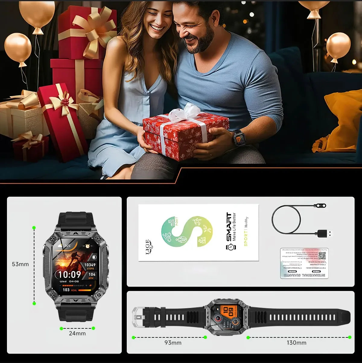 Robust military smart watch 1400Mah battery fitness tracking 10ATM waterproof tactical sports flashlight men's phone watch - Wear444