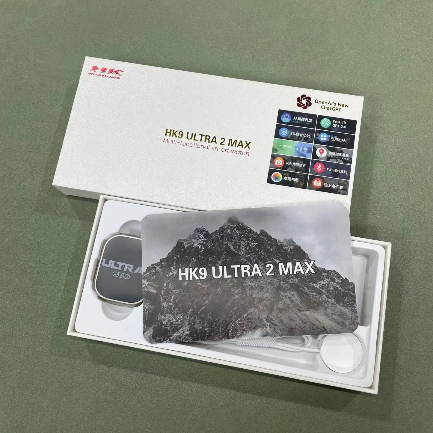 HK9 Ultra 2 MAX Gen4 AMOLED Screen Smart Watch 2GB ROM ChatGPT Local Music Album E-Book Connect TWS For IOS Android Smartwatch - Wear444