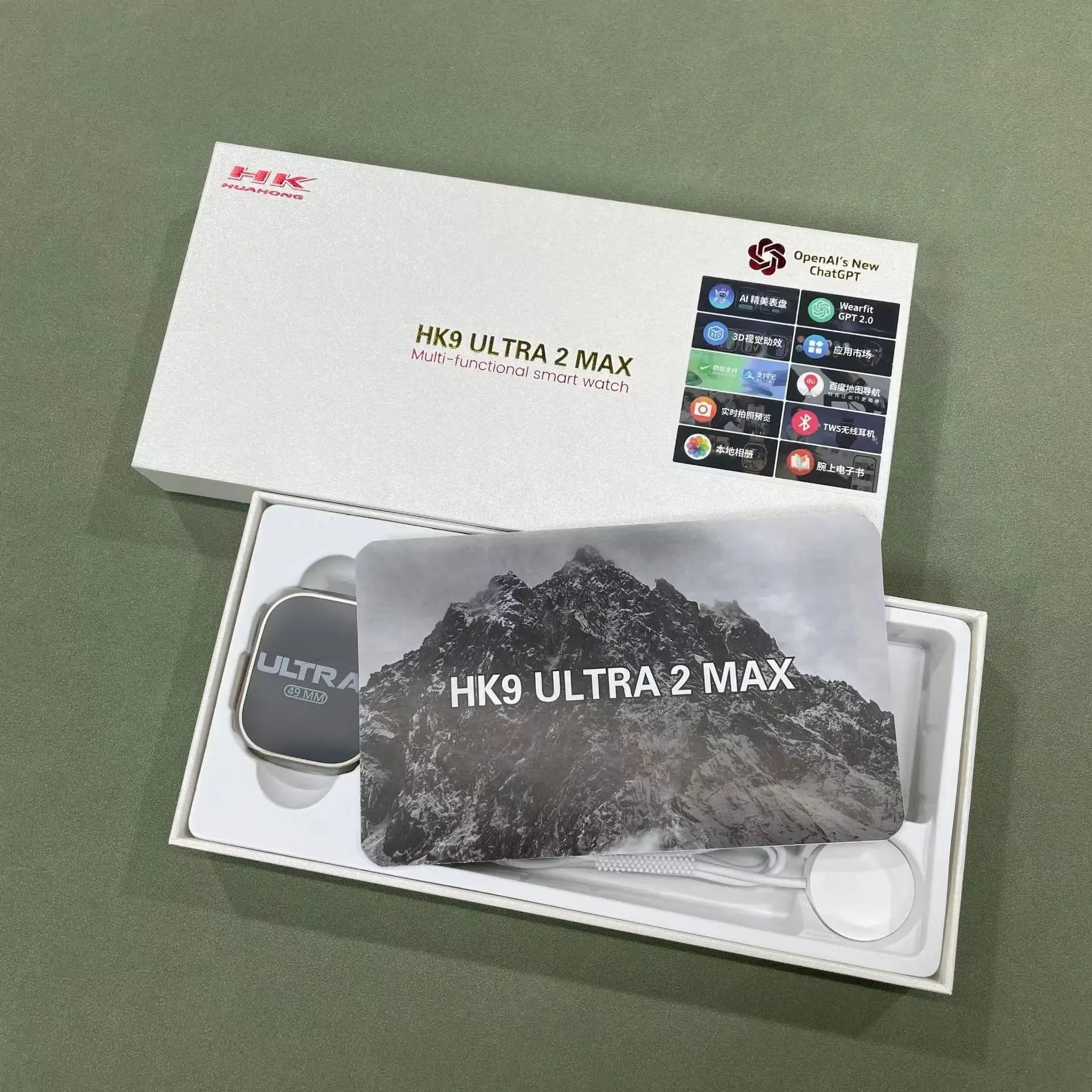 HK9 Ultra 2 MAX Gen4 AMOLED Screen Smart Watch 2GB ROM ChatGPT Local Music Album E-Book Connect TWS For IOS Android Smartwatch - Wear444