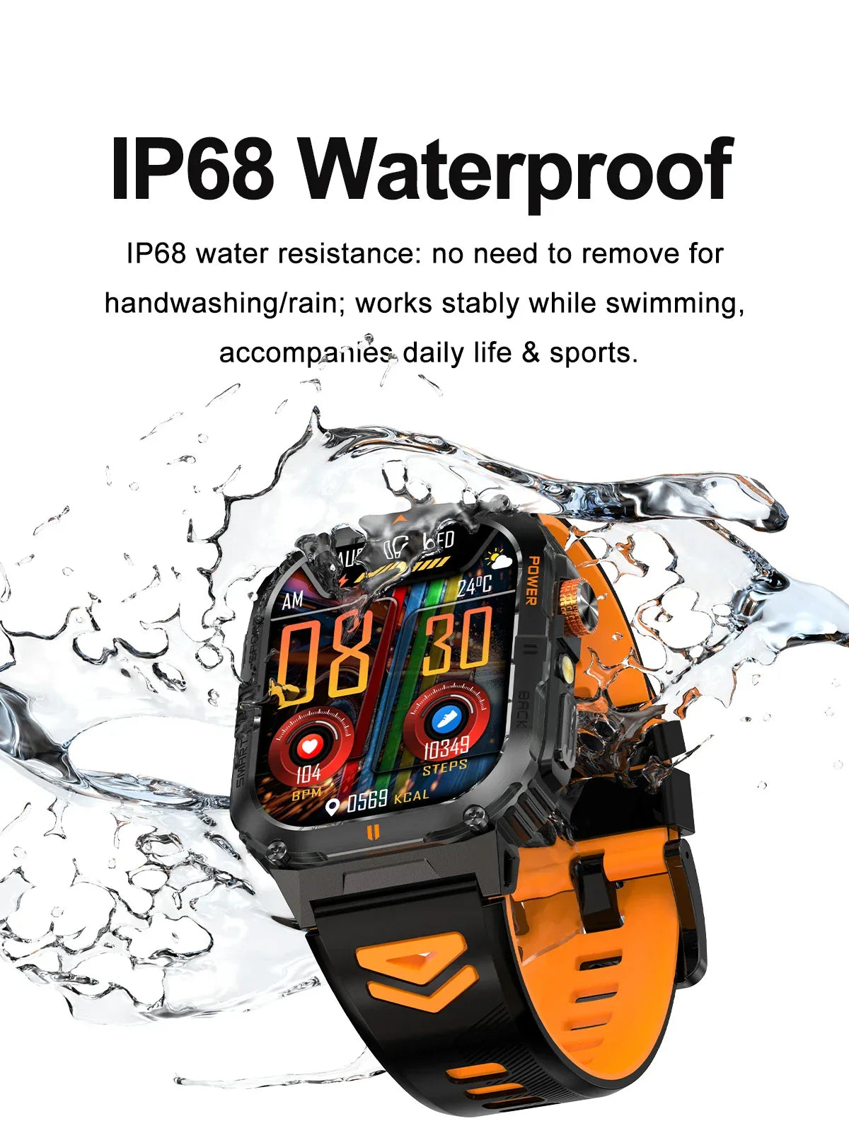 New 1000mAh military outdoor smartwatch for men, LED flashlight, IP68 waterproof, GPS sports, 2.01-inch Bluetooth call smartwatc - Wear444