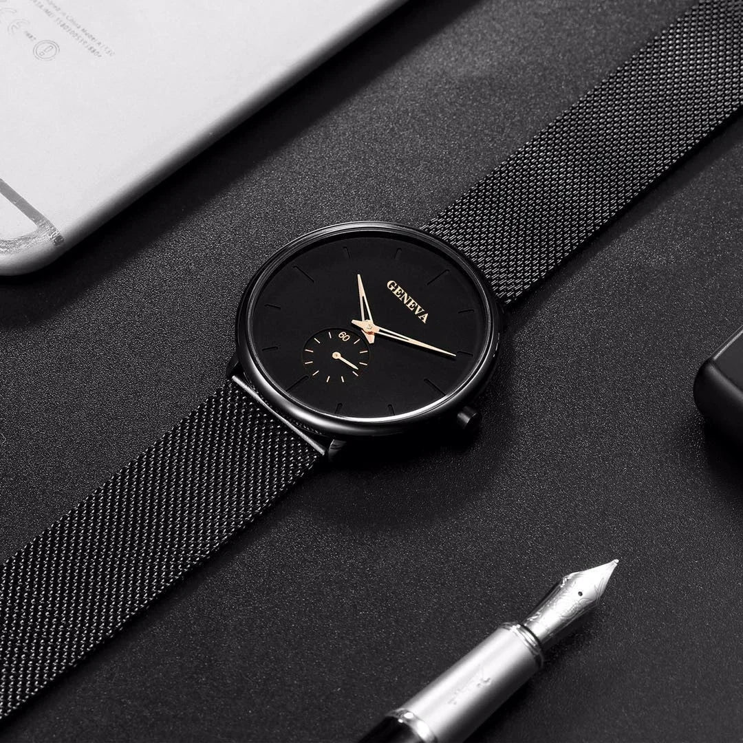 2025 New Fashion Mens Watches Top Brand Luxury Quartz Watch Men Casual Slim Mesh Steel Waterproof Sport Watch Relogio Masculino