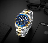 BIDEN Mens Chronograph Stainless Steel Strap Waterproof Date Quartz Watch, Business Casual Wrist Watches