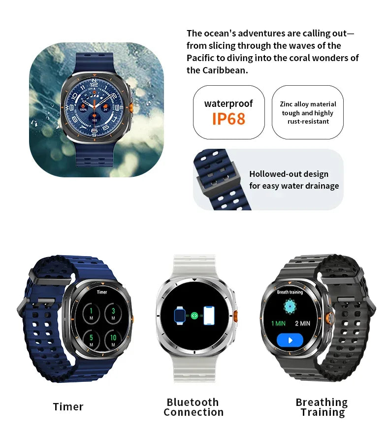 2025 New Watch8 Ultra Smart Watch Classic NFC Health Monitoring Bluetooth Call 3ATM Waterproof HD Smartwatch For IOS Android - Wear444