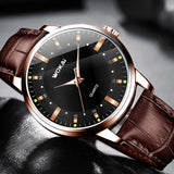 Men'S Quartz Watches Casual High Quality Fashion Waterproof Business Luxury Retro Round Dial Leather Strap Watches