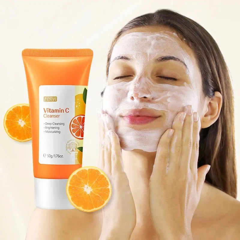 Vitamin C Facial Cleanser Skin Deep Cleansing Moisturizing Blackhead Removal skincare Face Wash Foam Face Cleanser Skin Care New
