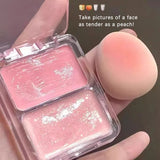 Two-color jelly glow blush, milk peach pink apricot red gem rouge Korean makeup, cream texture, low saturation brightening