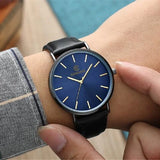 Top Brand Mens Watches Fashion Ultra Thin Analog Quartz Watches Leather Belt Simple Temperament Men's Clock relogios masculino