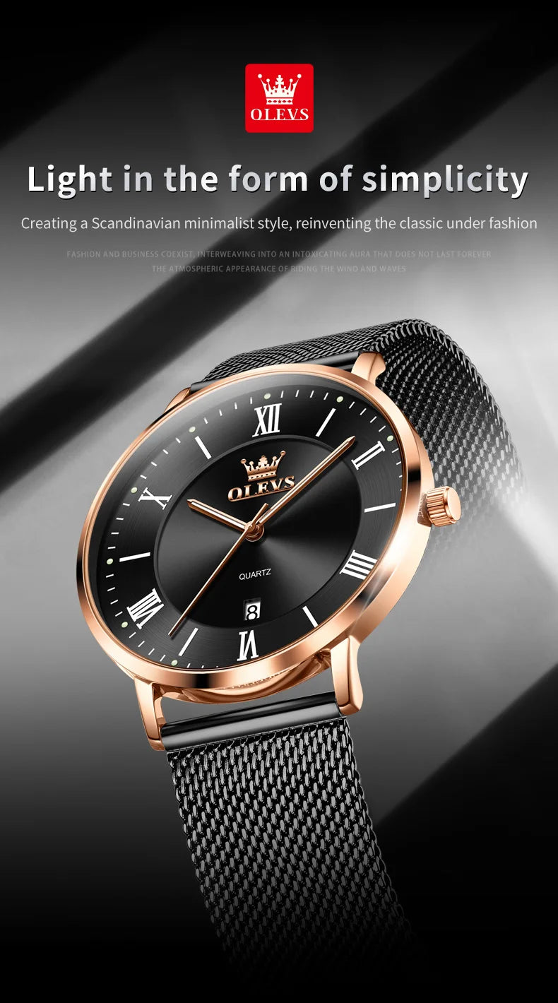 OLEVS Premium Stainless Steel Business Watch - Waterproof Quartz Timepiece