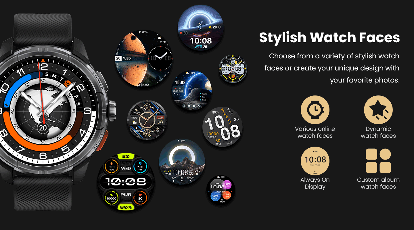 HAYLOU Solar Ultra GPS Smartwatch 1.6” AMOLED Display 5ATM Waterproof Built-in GPS Bluetooth Phone Calls Sports Smart Watch - Wear444