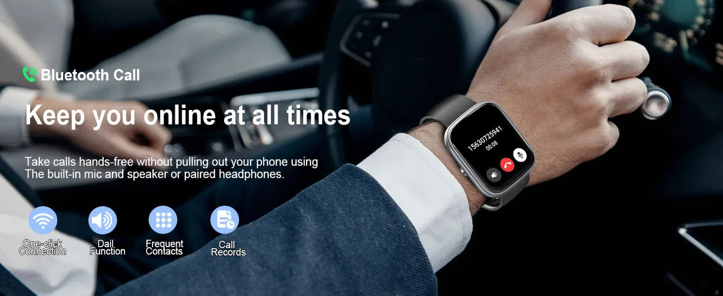 Smart Watch, 1.91" Smartwatch (Answer/Make Call), IP68 Waterproof Fitness Tracker, 110+ Sport Modes, Heart Rate and Sleep Monit - Wear444