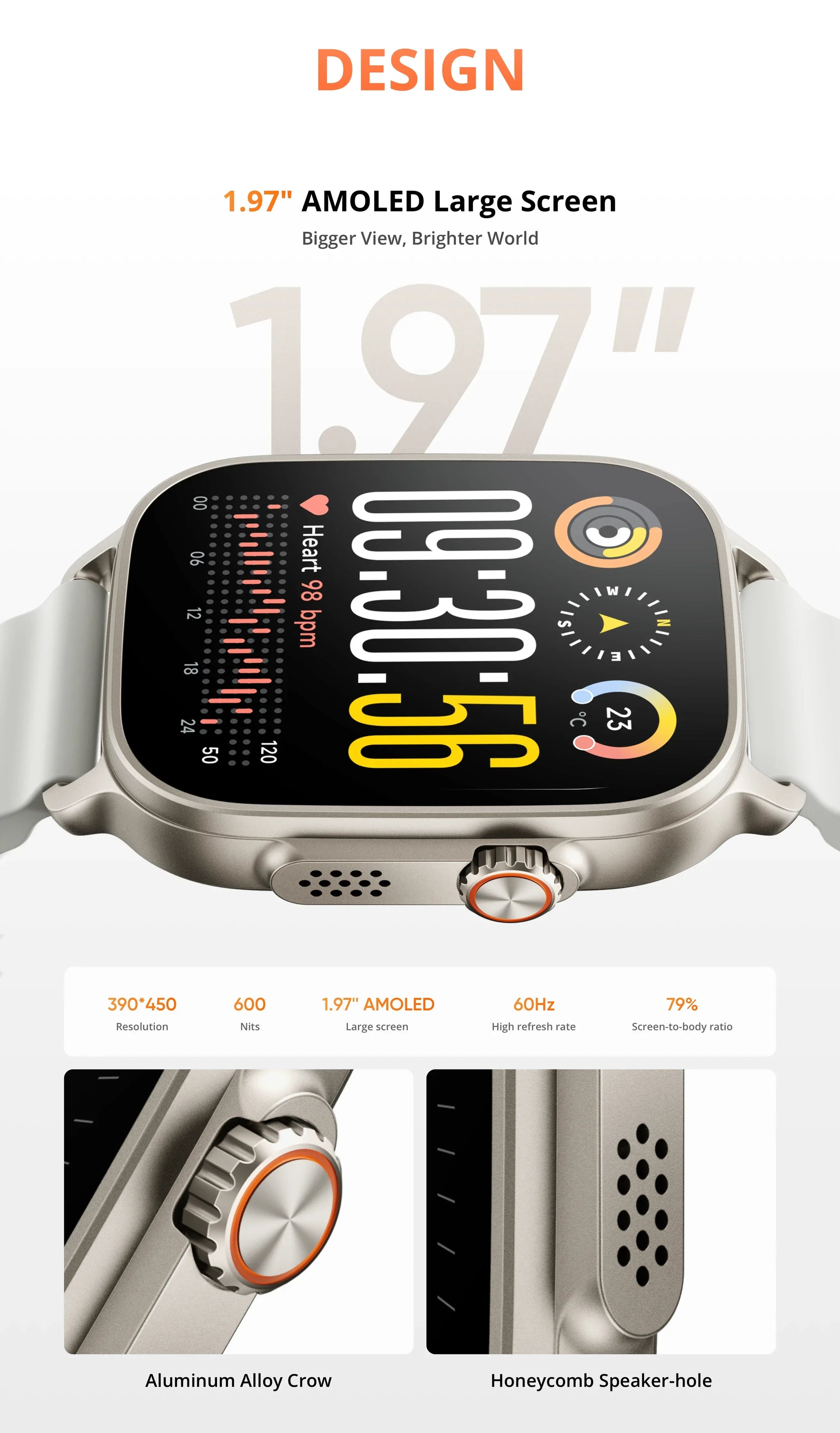 realme Watch 5 Smart Watch 1.97" 2D Flat AMOLED Display Compass & Independent GPS with 5 GNSS 14-day Battery Life NFC Card IP68 - Wear444