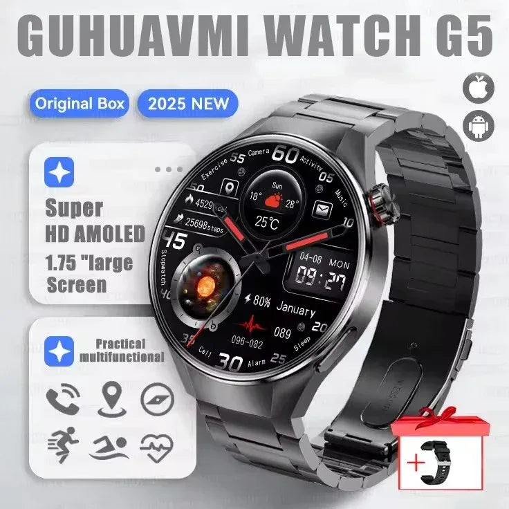 2025 New Originl Watch G5 PlUS Smart Watch 1.75" HD AMOLED Screen GPS track Heart Rate Bluetooth Call Compass Smartwatch for Men - Wear444