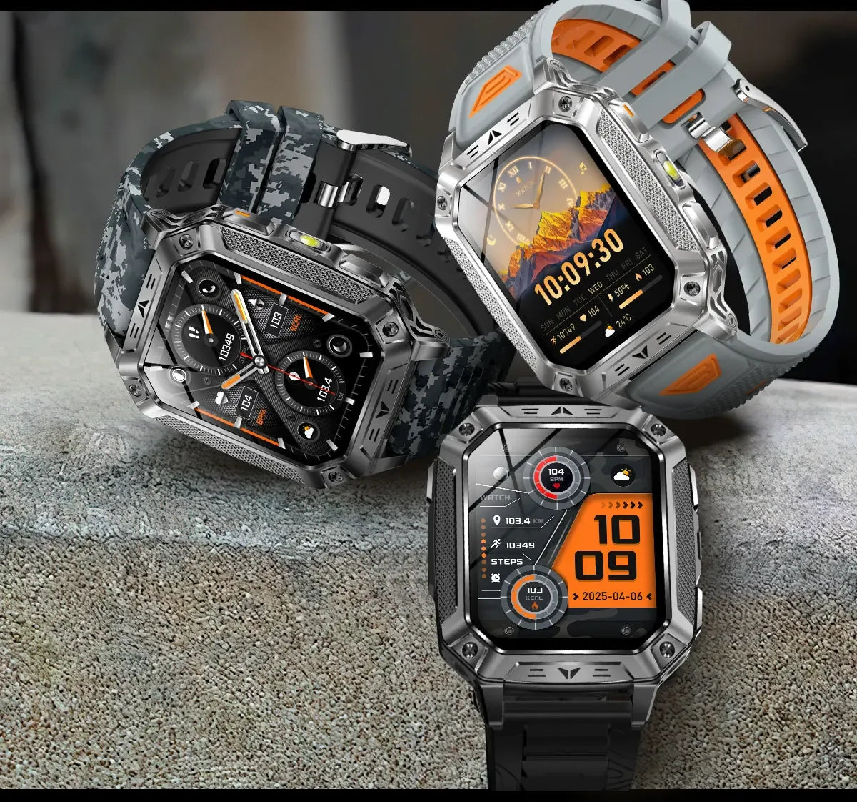 Robust military smart watch 1400Mah battery fitness tracking 10ATM waterproof tactical sports flashlight men's phone watch - Wear444