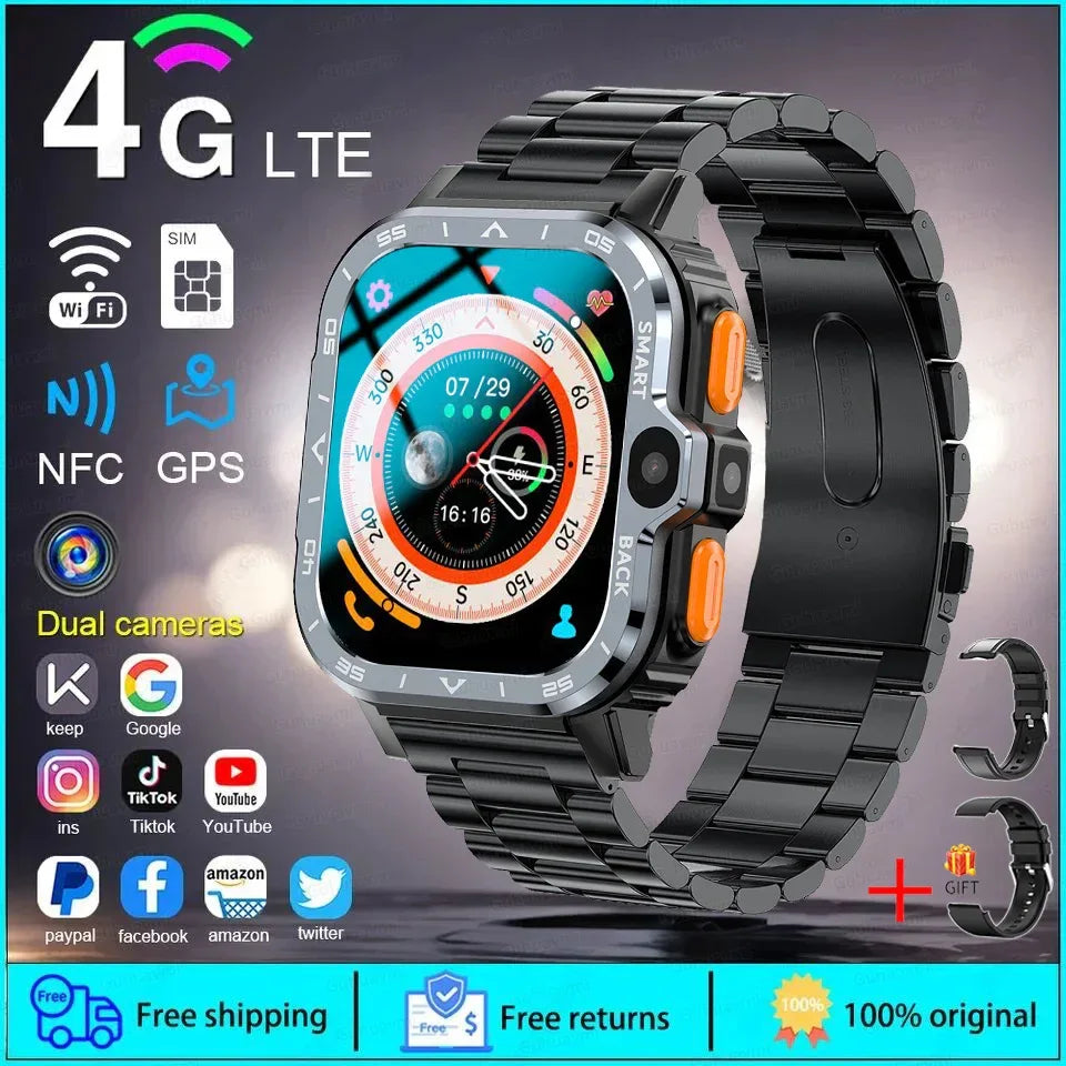 Android WhatsApp Smart 5G Video Voice SOS Call Camera Watch GPS WIFI Trace Locate SIM Card Phone Smartwatch Google Play 8GB+64GB - Wear444