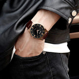 Men'S Quartz Watches Casual High Quality Fashion Waterproof Business Luxury Retro Round Dial Leather Strap Watches