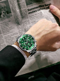 BIDEN Mens Chronograph Stainless Steel Strap Waterproof Date Quartz Watch, Business Casual Wrist Watches