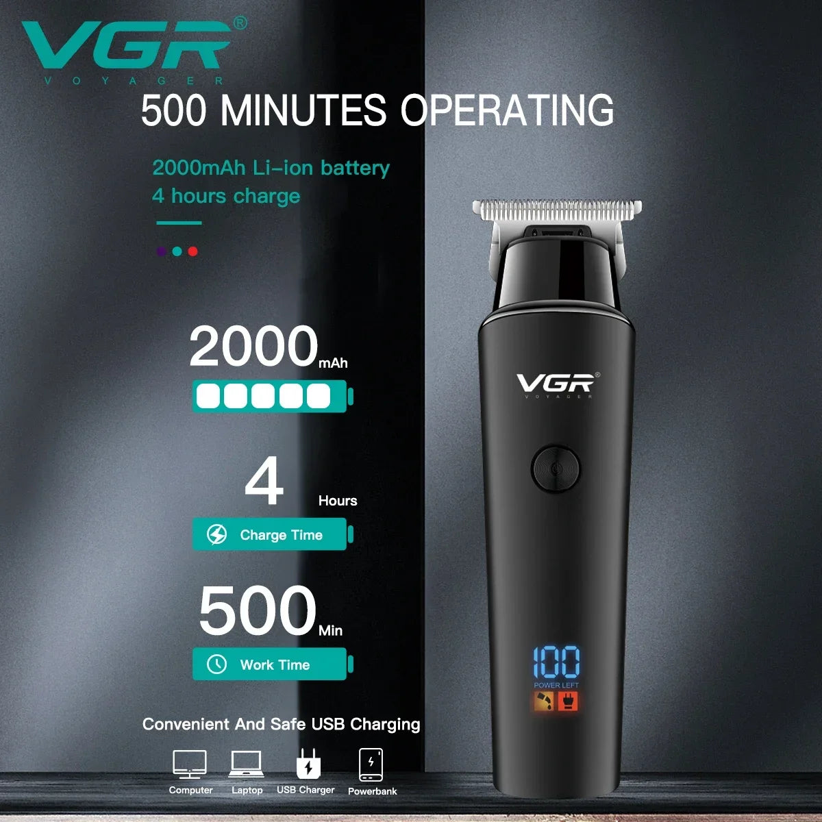 VGR Hair Cutting Machine Electric Hair Clipper Professional Beard Hair Trimmer Face Haircut Mustache Barber Trimer For Men V-937