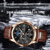 LIGE Men Watches Fashion Quartz Watch Tourbillon Clock Genuine Leather Waterproof Watch Men Military Wristwatch Man Reloj Hombre