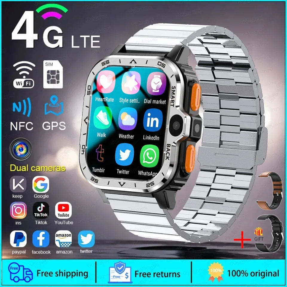 Android WhatsApp Smart 5G Video Voice SOS Call Camera Watch GPS WIFI Trace Locate SIM Card Phone Smartwatch Google Play 8GB+64GB - Wear444
