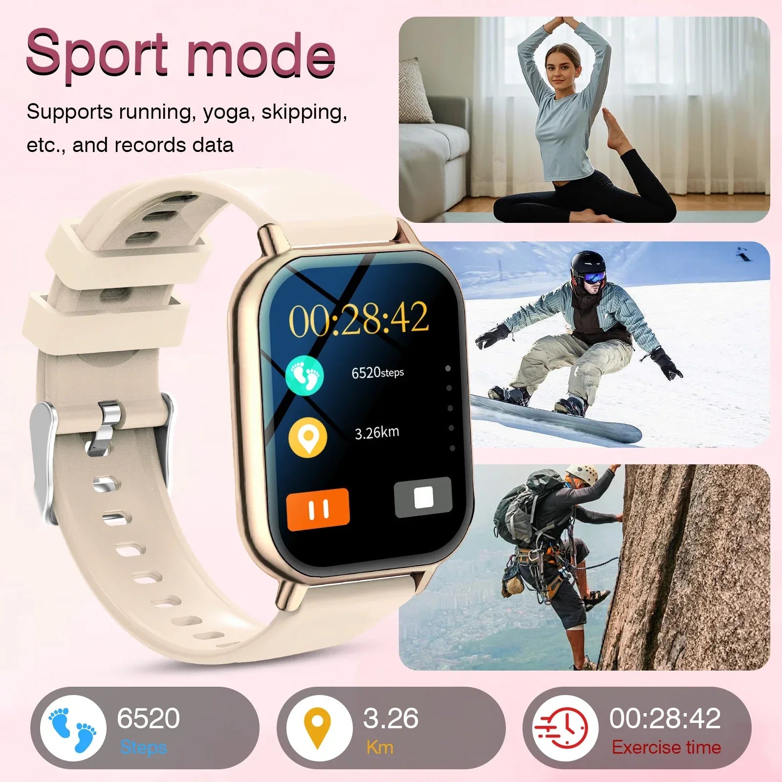 Smart watch, for men and women, wireless calling, fitness tracker, 2.01 inch screen, sports smart watch - Wear444