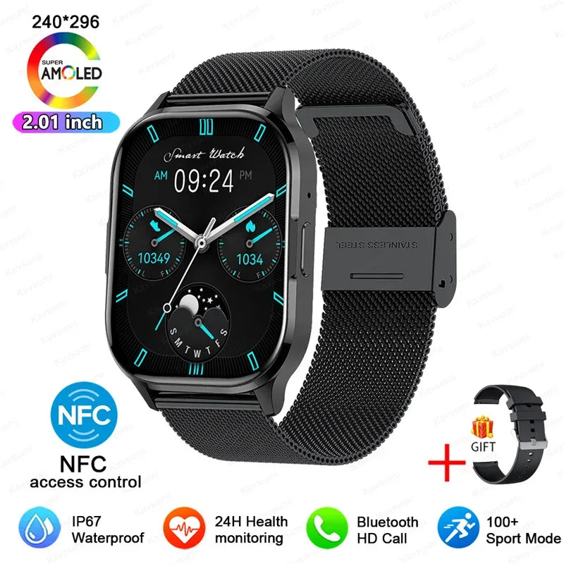 2025 NFC Smartwatch AMOLED Screen Always show Time Bluetooth Call Series 9 Clock Custom Dial Men Sport Health Women Smart Watch - Wear444