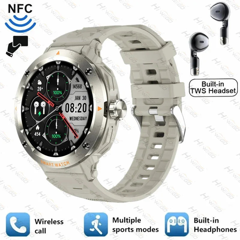 2025 NewSmart Watch With BT earphone 2-In-1 NFC Bluetooth Call Men Watch GPS Track Heart Rate Monitor Play Music SmartWatch GIFT - Wear444