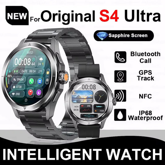 New For Popular S4 Ultra Smart Watch Men AMOLED Outdoor Sports NFC GPS Compass Heart rate Waterproof Bluetooth Call Smartwatches - Wear444