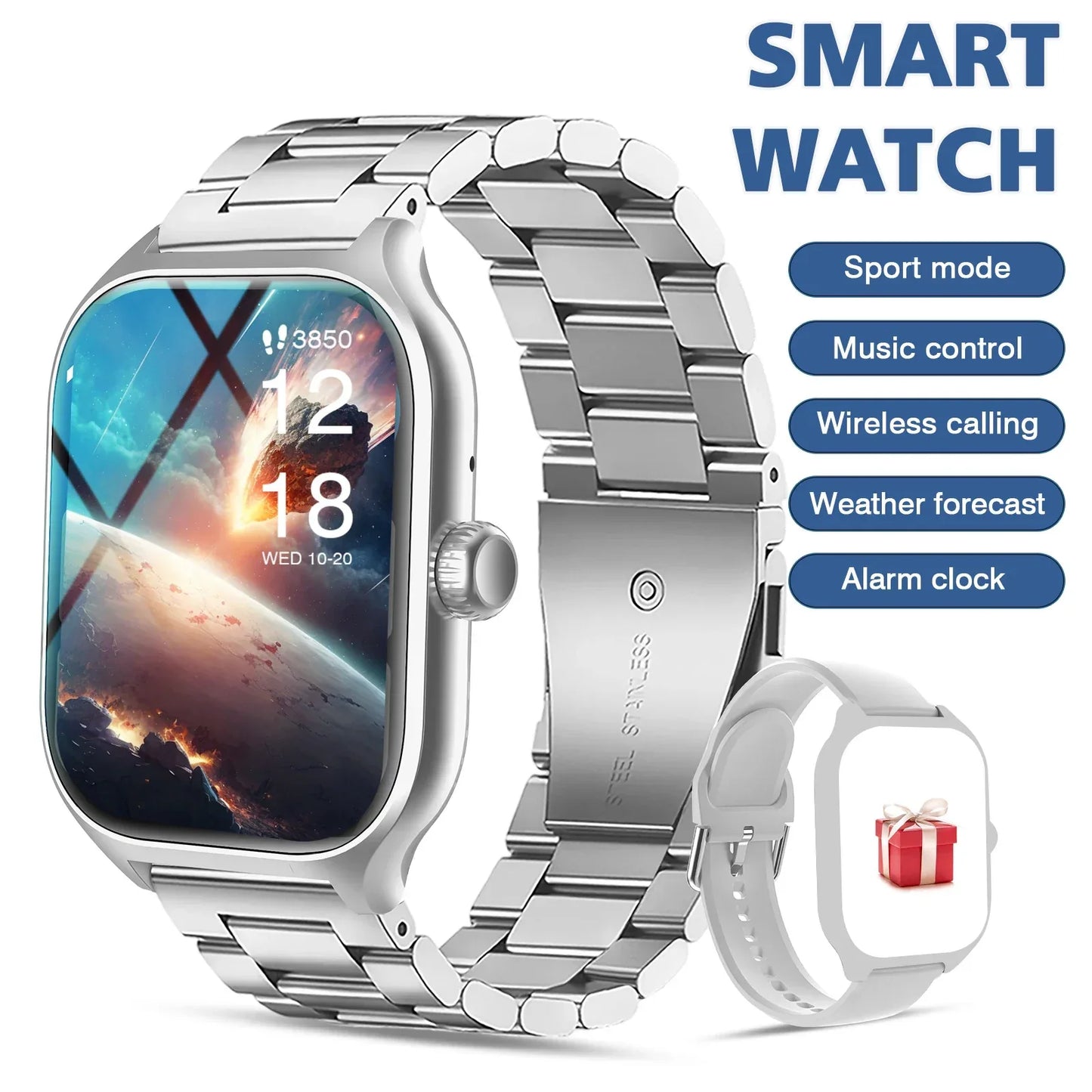 Smart watch, for men and women, wireless calling, fitness tracker, 2.01 inch screen, sports smart watch - Wear444